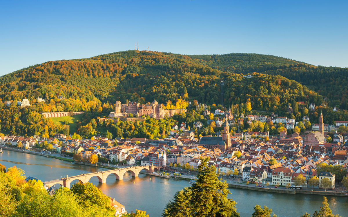 Heidelberg Panorama mit Schloss und Alter Brücke