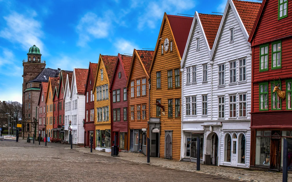 Holzgebäude in der Stadt Bergen