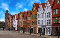 Holzgebäude in der Stadt Bergen