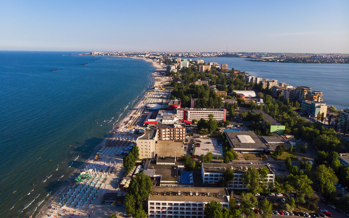 Luftaufnahme von Mamaia in Constanta am Schwarzen Meer in Rumänien