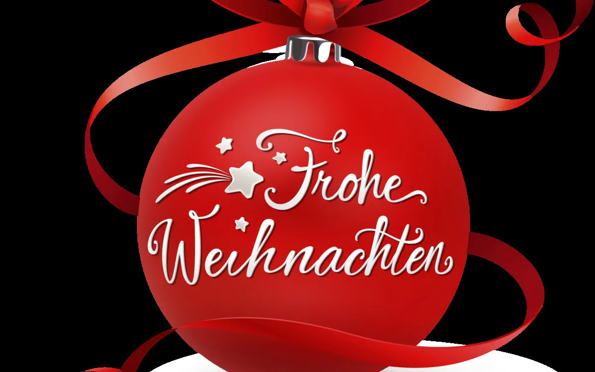 Christbaumkugel mit Schleifenband - Frohe Weihnachten
