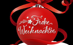 Christbaumkugel mit Schleifenband - Frohe Weihnachten
