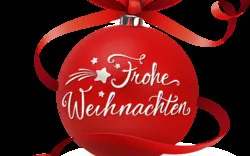 Christbaumkugel mit Schleifenband - Frohe Weihnachten