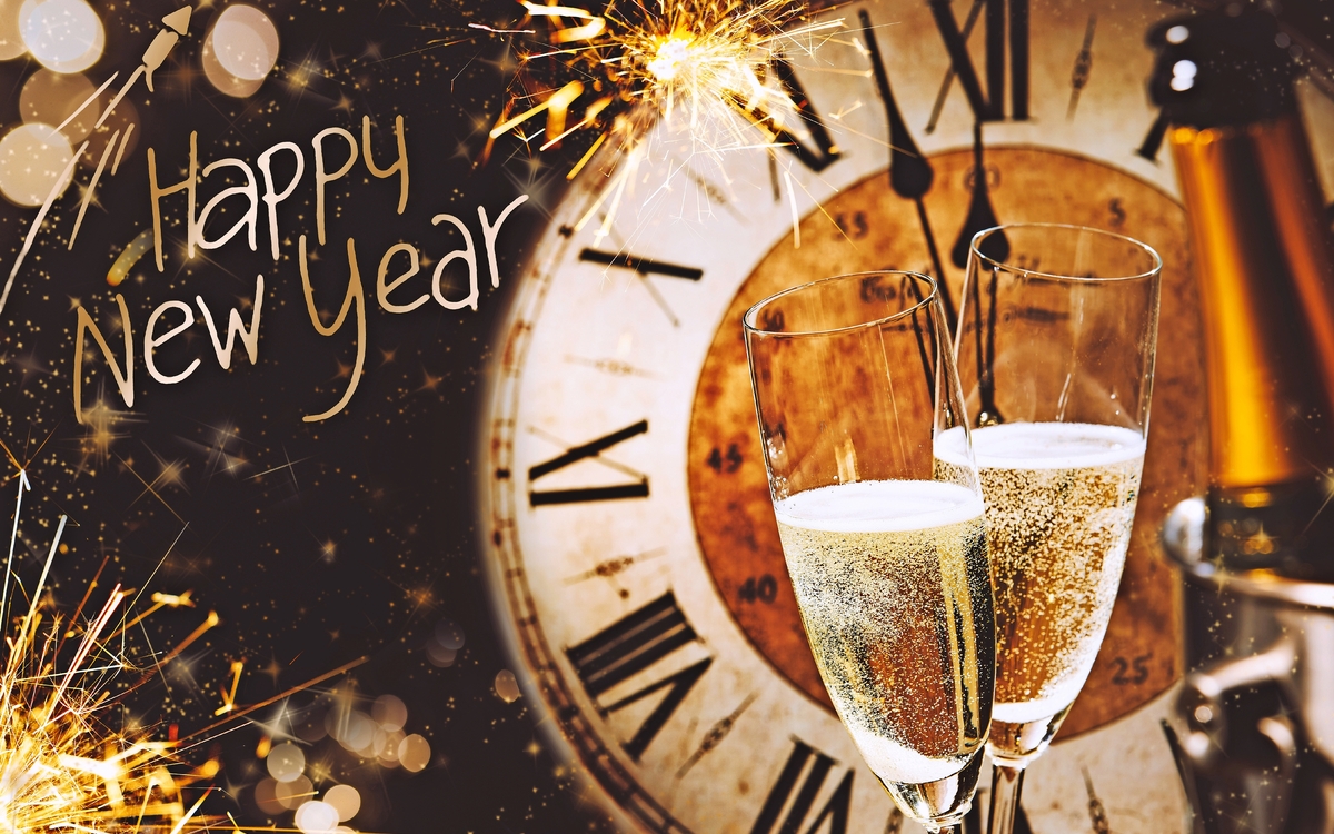 Frohes neues Jahr-Grußkarte mit Champagner