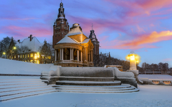 Haken-Terrassen in Stettin in winterlicher Landschaft