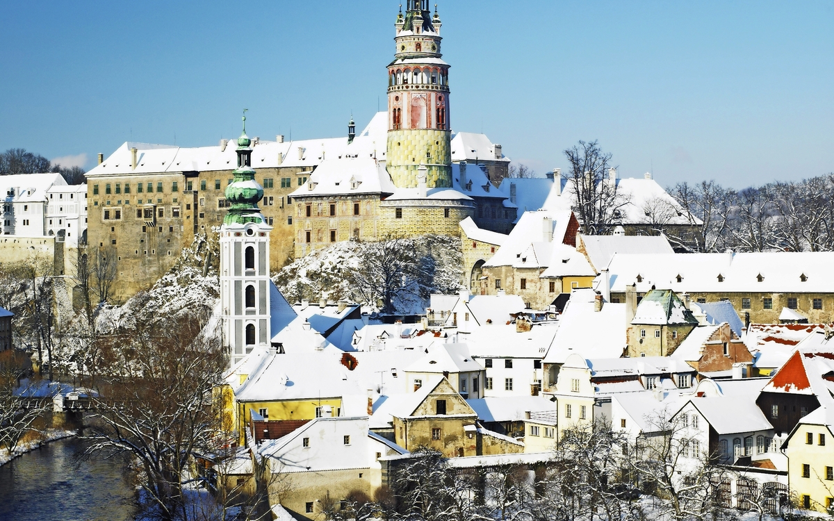 Cesky Krumlov im Winter, Tschechische Republik