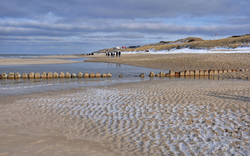 Wanderung am Strand im Winter auf Sylt nach Wenningstedt,
