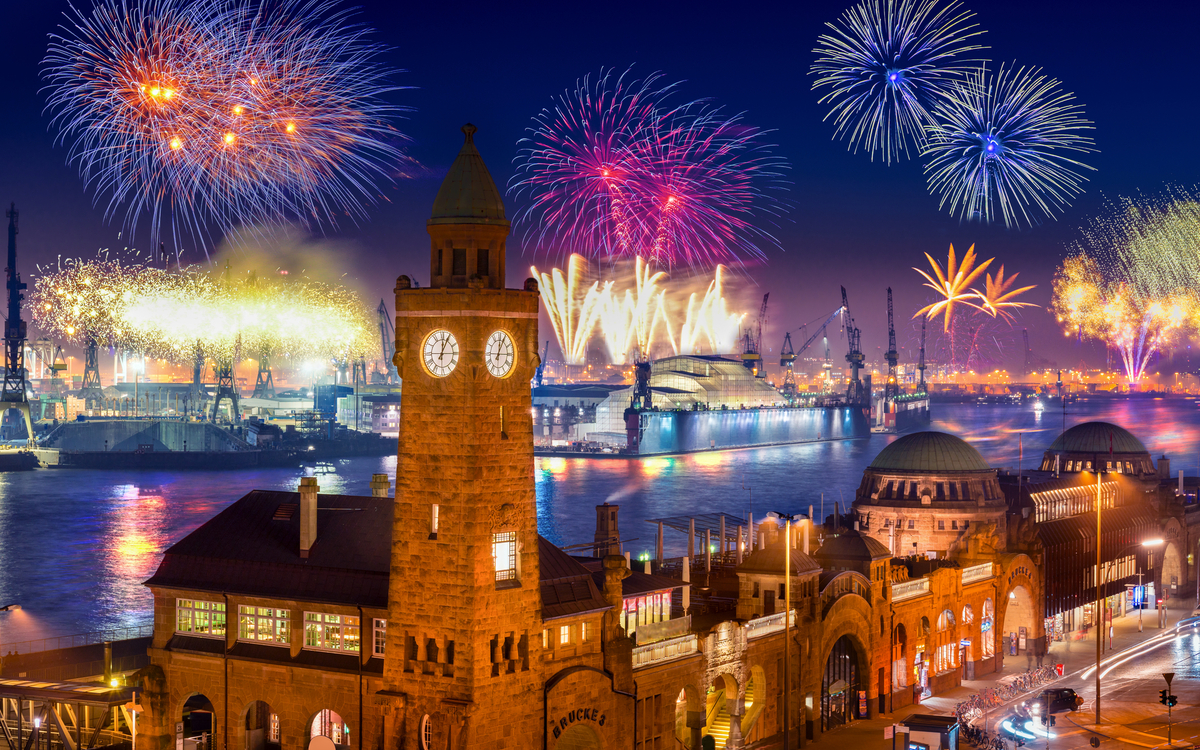 Silvester am Hamburger Hafen, Deutschland