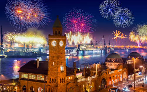 Silvester am Hamburger Hafen, Deutschland