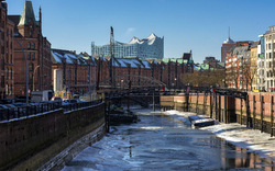 Speicherstadt von Hamburg im Winter, Deutschland