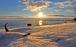 Sonnenuntergang am Südstrand in Göhren im Winter