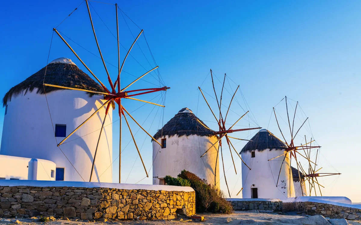 Windmühlen der Stadt Mykonos