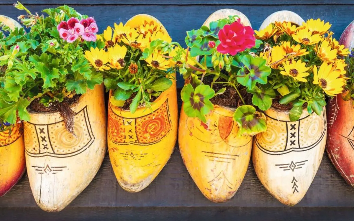 Holzschuhe mit Blumen