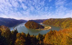 herbstliche Schlögener Schlinge im oberen Donautal in Oberösterreich