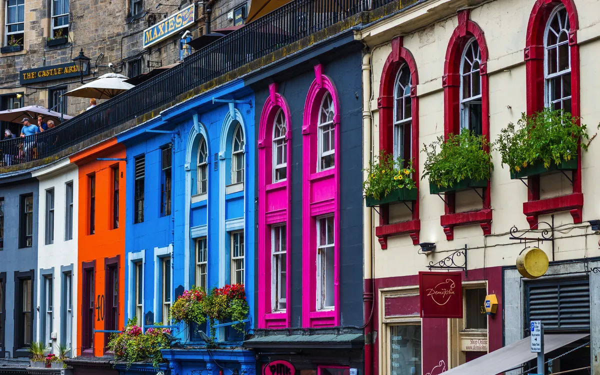 bunte Häuser in Edinburgh, Schottland