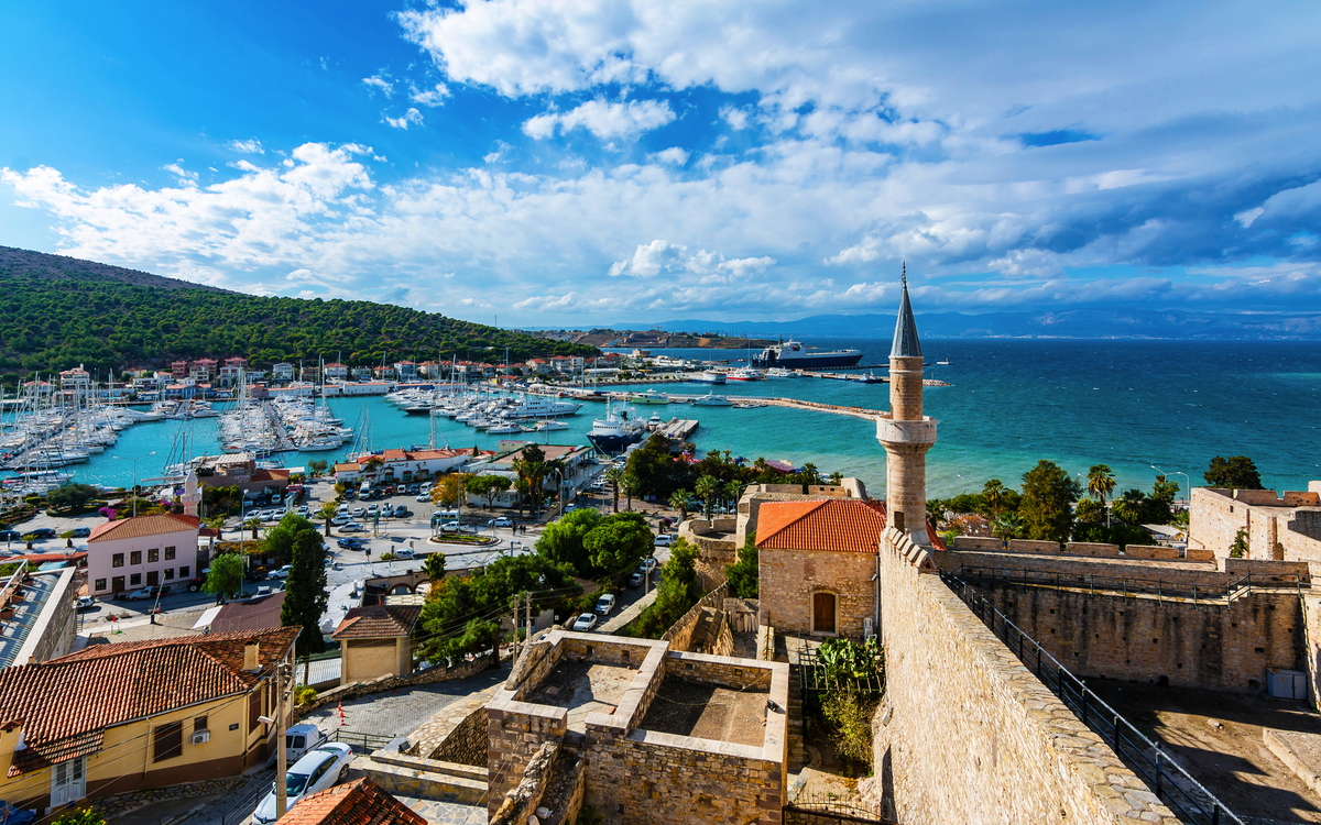 Blick auf Cesme von der Burg Çeşme 