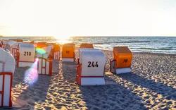 Strandkörbe am Strand von Zingst an der Ostsee, Deutschland 