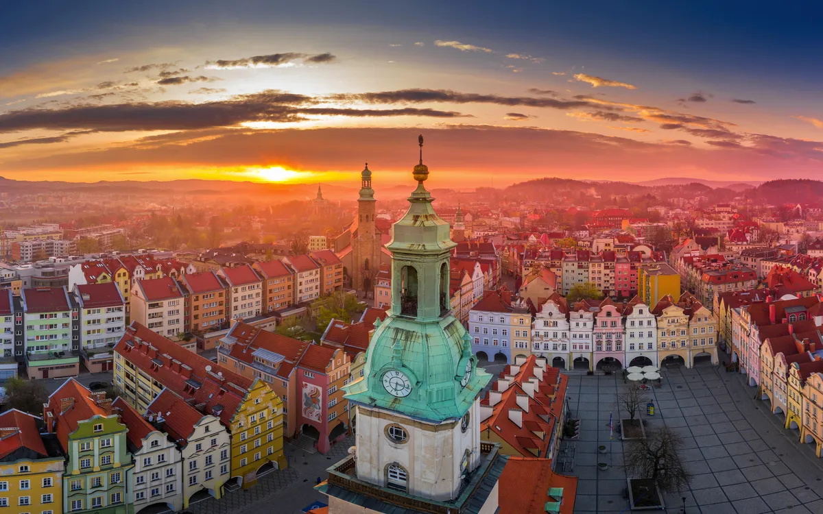 Luftaufnahme von Jelenia Góra in Polen
