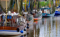 Krabbenkutter im Hafen von Greetsiel