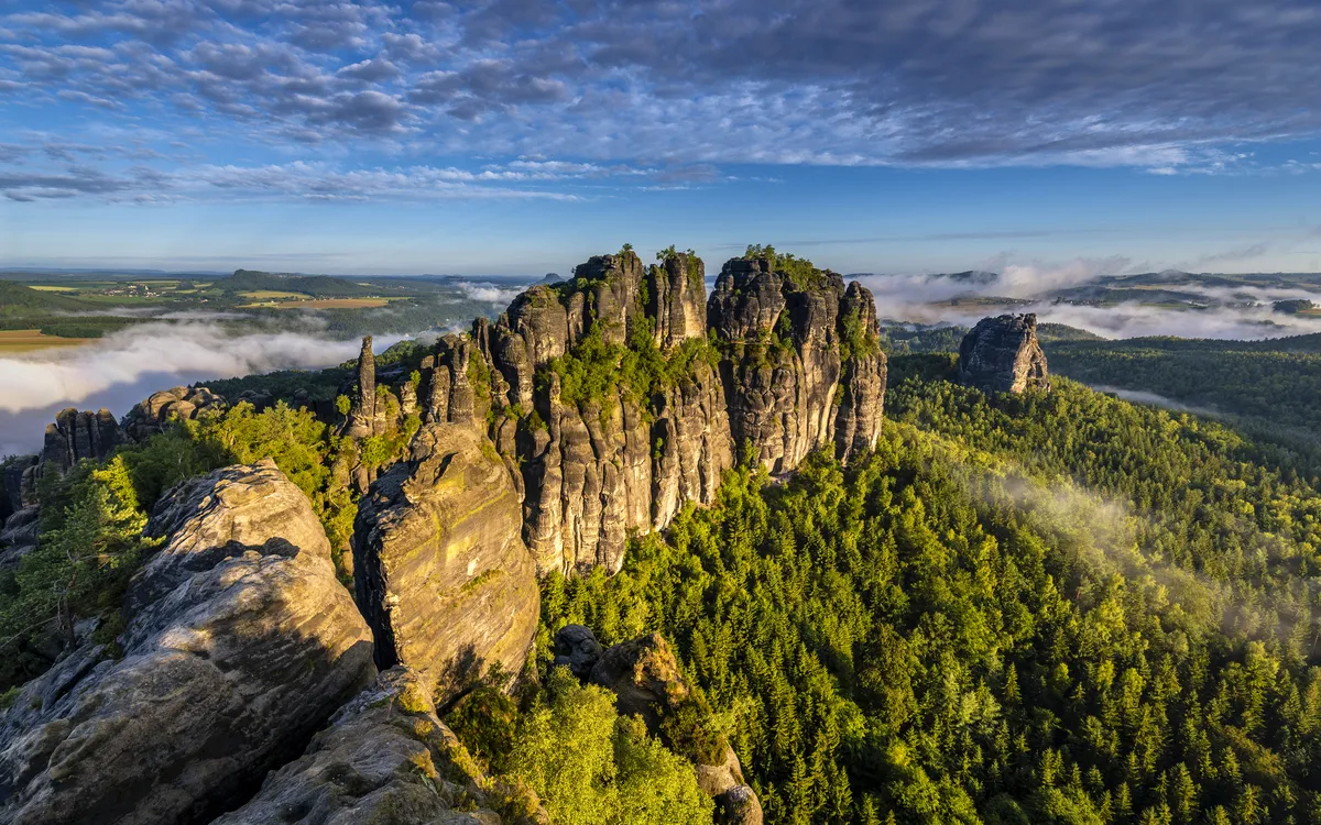 die Schrammsteine des Elbsandsteingebirges in Sachsen