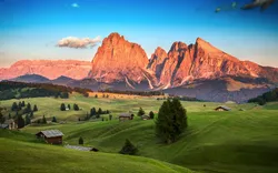 Seiser Alm mit Langkofel, Italien