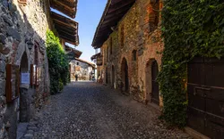 das mittelalterliche Dorf Ricetto di Candelo in der Region Piemont in Italien