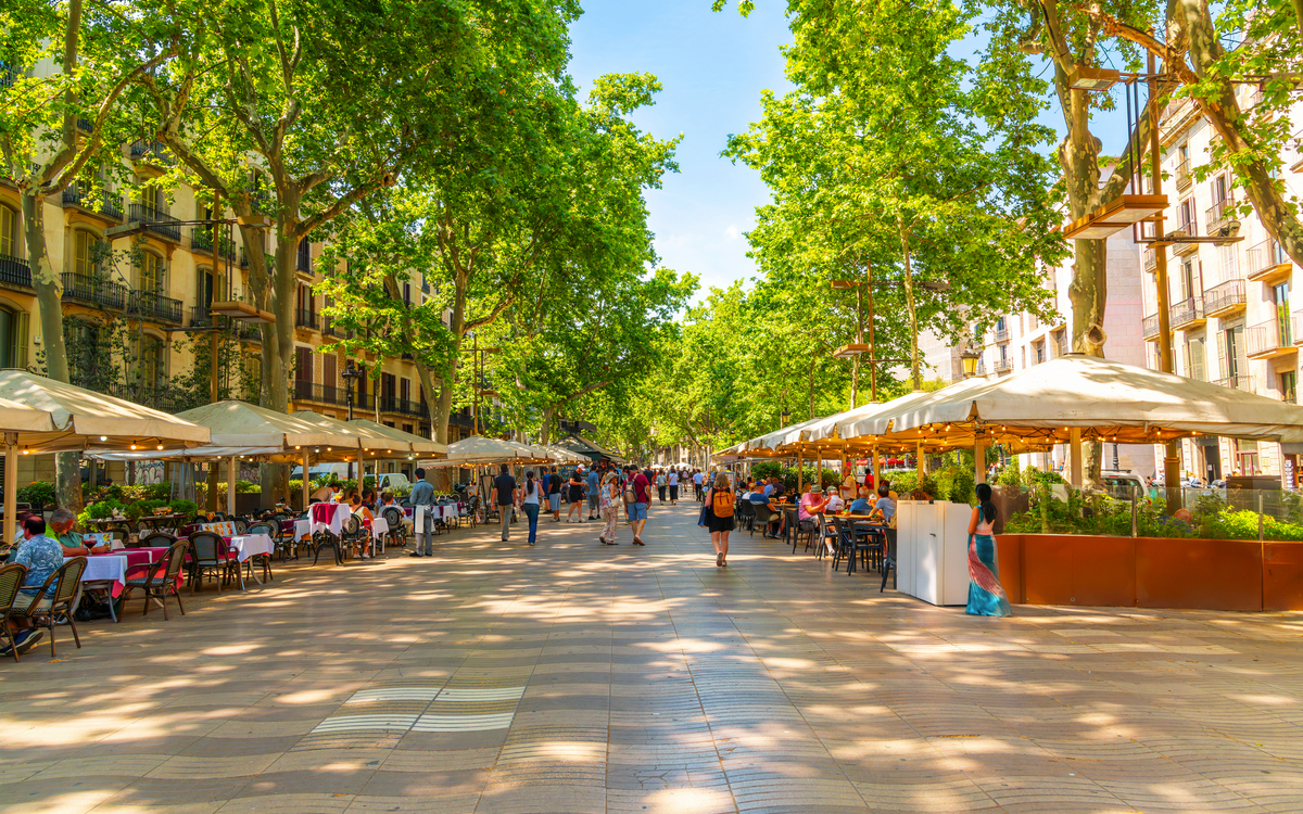 La Rambla - Barcelonas berühmteste ca. 1,2 bis 1,3 km lange Flaniermeile